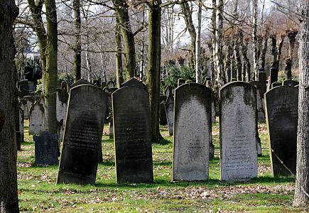 11_17444 - verwitterte Grabsteine auf dem Bahrenfelder Friedhof. 
