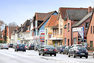 4593 Einzelhuser - Geschftshuser, Einzelhandel - fahrende Autos, KFZ - Cuxhavener Strasse.