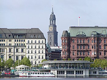 Bilder Hamburg Sehensw�rdigkeiten Kirchen St. Michaelis Alster Jungfernstieg 2002_1798_07