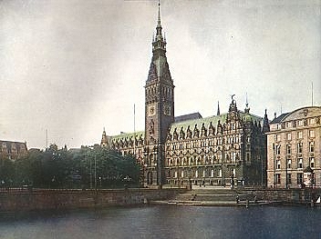 011_14726 Blick ber die Kleine Alster zum Rathaus / Alter Wall ca. 1920