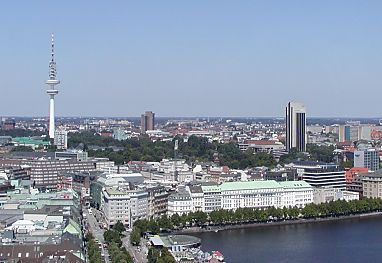 011_14640 - Blick ber die Binnenalster; im Vordergrund der Neuer Jungfernstieg.