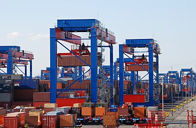 011_15660 - eine Vielzahl von Transport - Container - Brcken sind auf dem Altenwerder Terminal eingesetzt, um die angelandeten Container zu bewegen.  