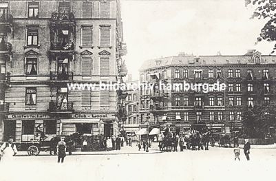 011_14336 - historische, grnderzeitliche Architektur am Veddeler Markt; Pferd und Wagen stehen vor einer Gastwirtschaft - ein Kutscher sitzt auf dem Kutschbock.