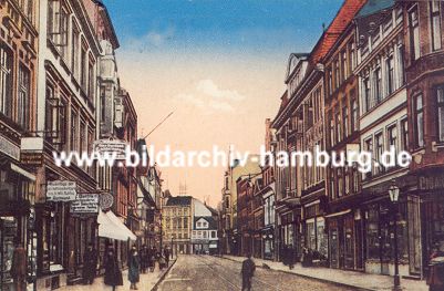 011_15731 - historisches Bild der Lneburger Strasse im jetztigen Hamburger Stadtteil Harburg - hohe Gebude in Grnderzeitarchitektur links und rechts der Strasse.